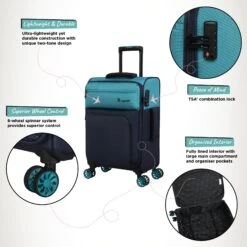 IT Luggage Duo-Tone - Cabin (Capri Breeze / Dress Blues) -Travel Storage Duo Tone Cabin Capri Infographic