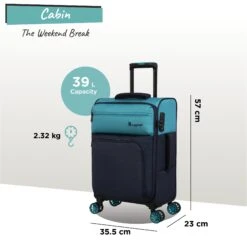 IT Luggage Duo-Tone - Cabin (Capri Breeze / Dress Blues) -Travel Storage Duo Tone Cabin Capri dims weights