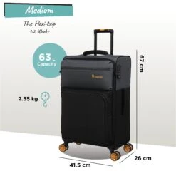 Duo-Tone - Medium (Pewter & Black) -Travel Storage Duo Tone Med Black dims weights