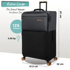 Duo-Tone - Extra Large (Pewter & Black) 19 Duo-Tone - Extra Large (Pewter & Black) -Travel Storage Duo Tone XLarge Black dims weights