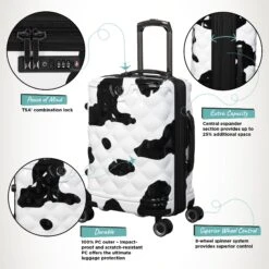 IT Luggage Indulging - Cabin (Moo Cow Print) 31 IT Luggage Indulging - Cabin (Moo Cow Print) -Travel Storage Indulging Moo Cabin Infographic