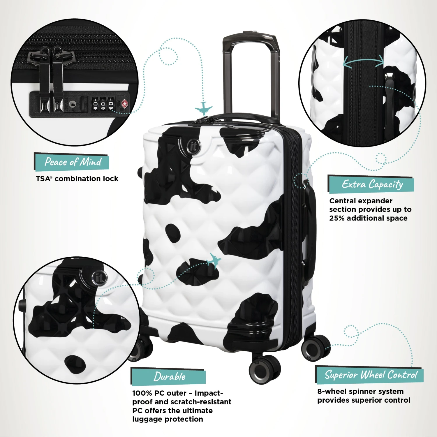 IT Luggage Indulging - Cabin (Moo Cow Print) 3 IT Luggage Indulging - Cabin (Moo Cow Print) - Image 3