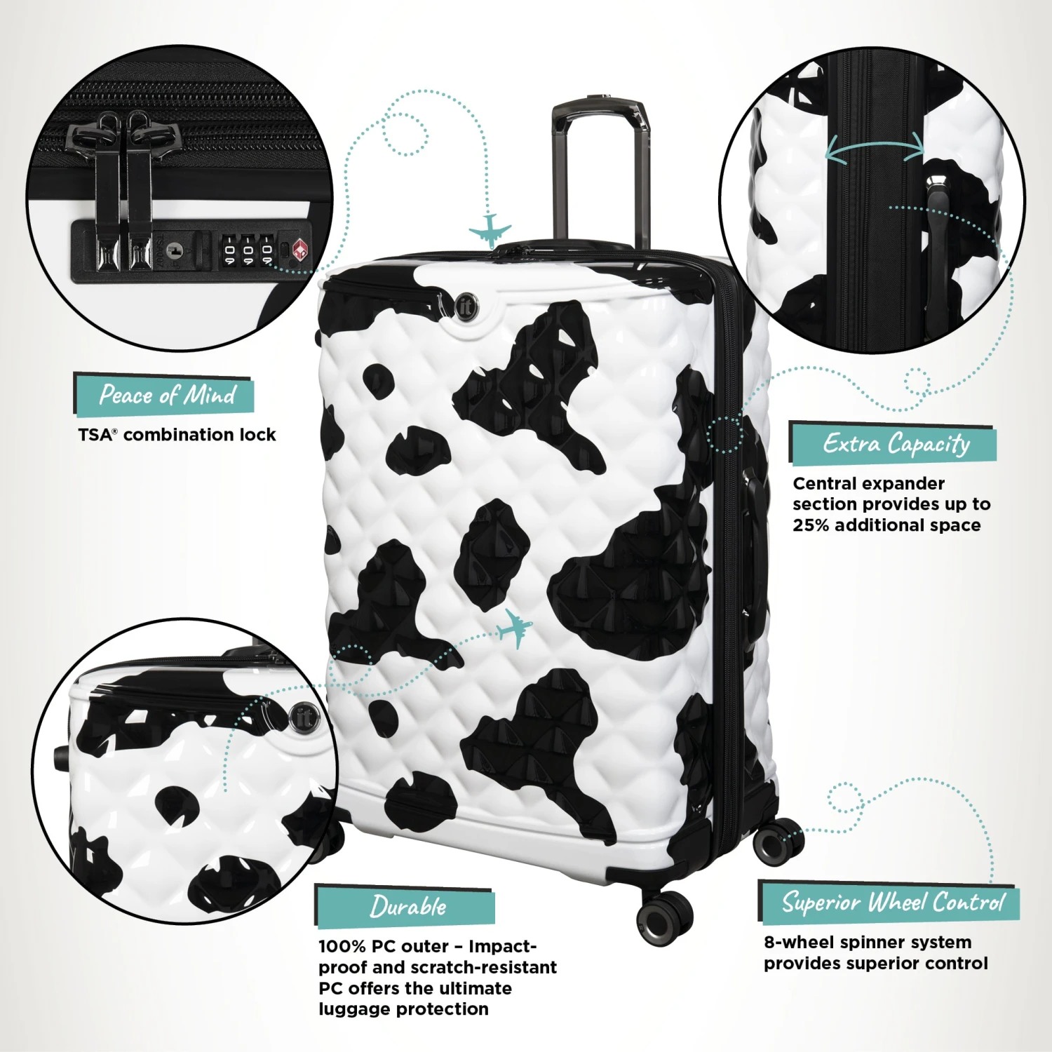 IT Luggage Indulging - Medium Plus (Moo Cow Print) 3 IT Luggage Indulging - Medium Plus (Moo Cow Print) - Image 3