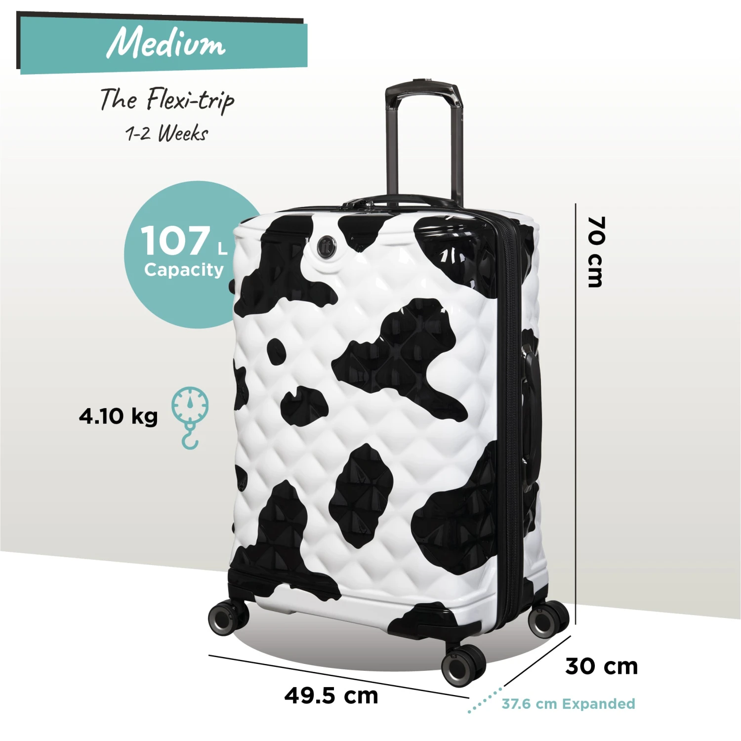 IT Luggage Indulging - Medium Plus (Moo Cow Print) 2 IT Luggage Indulging - Medium Plus (Moo Cow Print) - Image 2