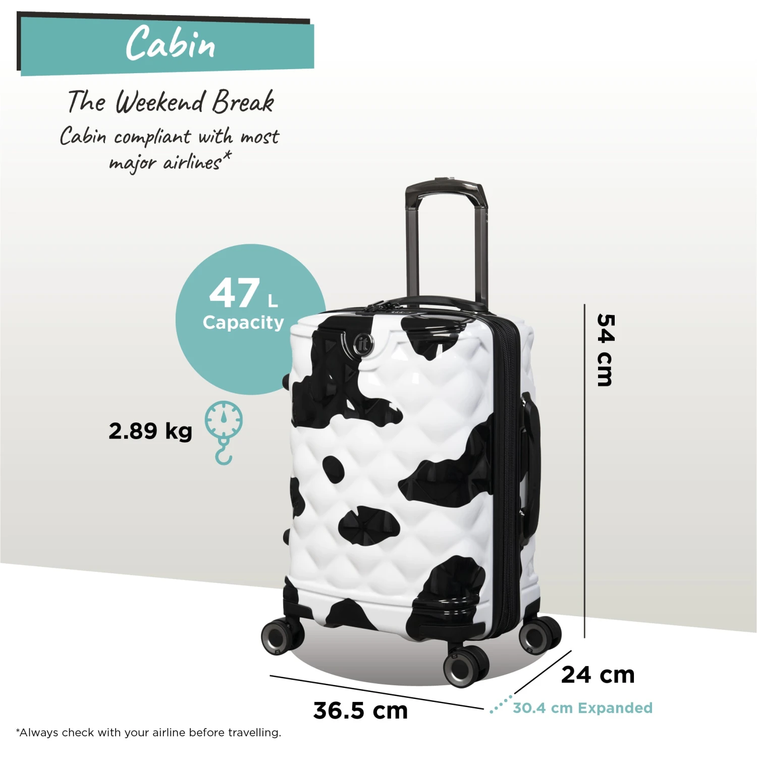 IT Luggage Indulging - Cabin (Moo Cow Print) 2 IT Luggage Indulging - Cabin (Moo Cow Print) - Image 2