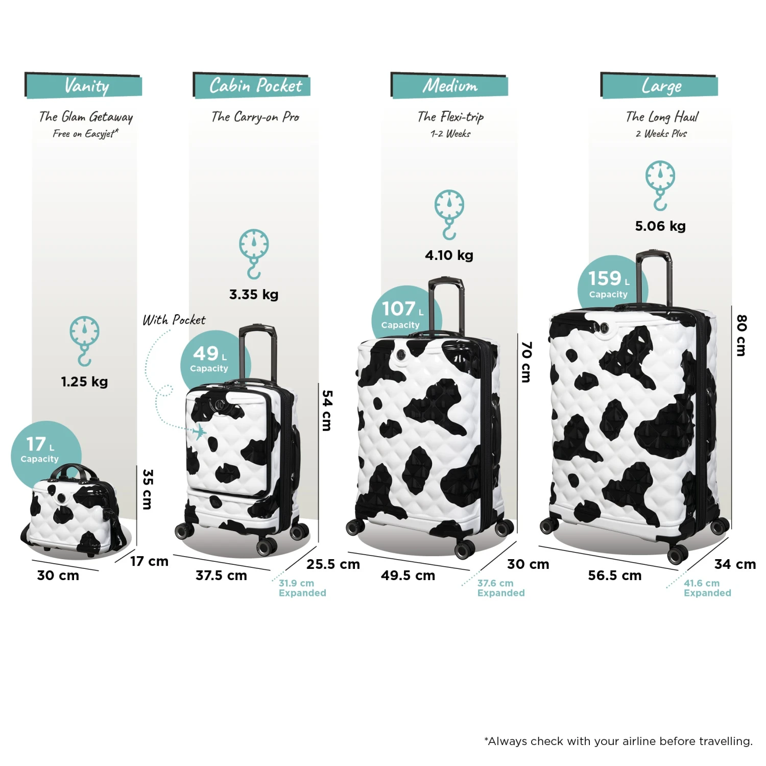 IT Luggage Indulging II - 4pc Set (Moo Cow Print) 2 IT Luggage Indulging II - 4pc Set (Moo Cow Print) - Image 2