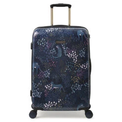 Sara Miller 4 Wheel Medium Suitcase - 67cm -Travel Storage SMH0102 010 Sara Miller Medium 4W Trolley Midnight Leopard 1 17637.1695399362