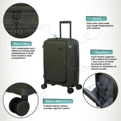 IT Luggage Spontaneous II - Cabin With Pocket (Olive Night) -Travel Storage Spontaneous Cabin Pocket Olive Infographic e26eda02 c815 4cbd 8a23 cd14e14a1923
