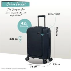 IT Luggage Spontaneous II - Cabin With Pocket (Blueberry) -Travel Storage Spontaneous Cabin Pocket blueberry dims weights
