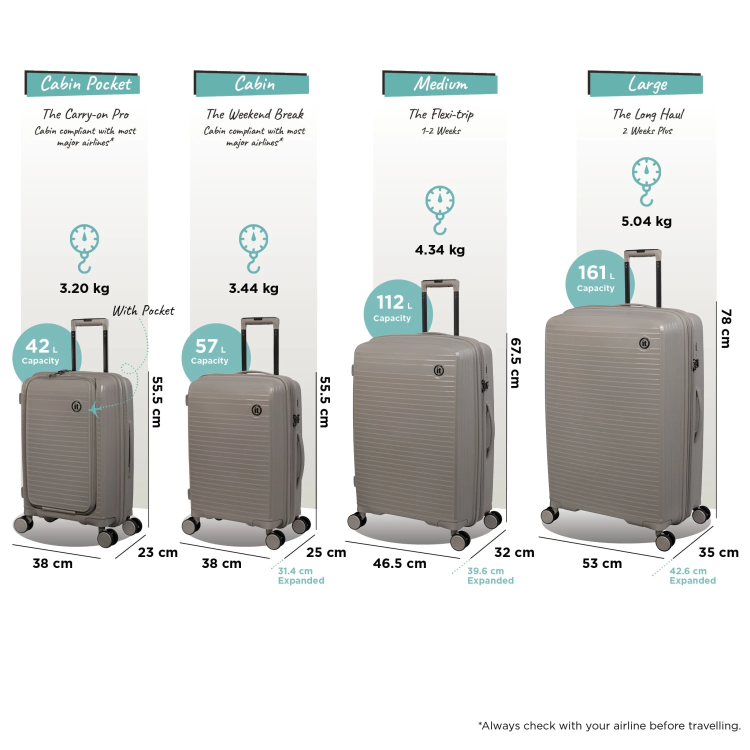 IT Luggage Spontaneous - Medium Plus (Feather Grey) 13 IT Luggage Spontaneous - Medium Plus (Feather Grey) - Image 13