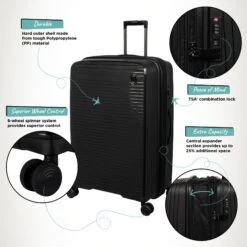 IT Luggage Spontaneous - Medium Plus (Black) 13 IT Luggage Spontaneous - Medium Plus (Black) -Travel Storage Spontaneous Large Blk Infographic 131ef93f 38fe 425c 8ef1 69cc34684322