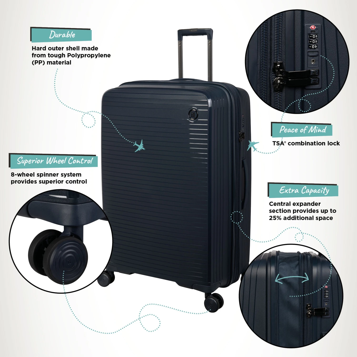 IT Luggage Spontaneous - 3pc Set (Blueberry) 3 IT Luggage Spontaneous - 3pc Set (Blueberry) - Image 3