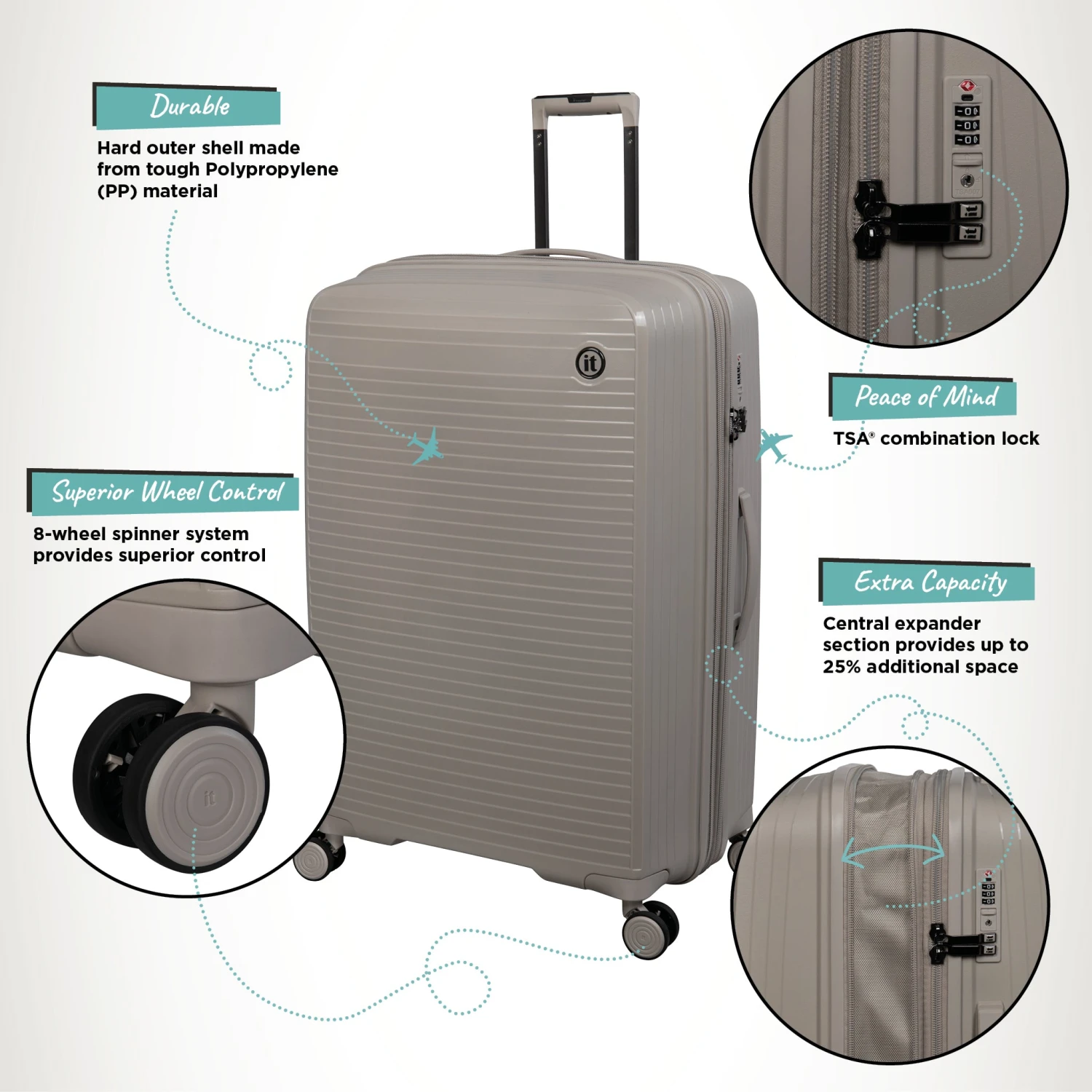 IT Luggage Spontaneous - Medium Plus (Feather Grey) 3 IT Luggage Spontaneous - Medium Plus (Feather Grey) - Image 3