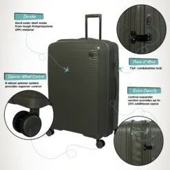 IT Luggage Spontaneous - 3pc Set (Olive Night) -Travel Storage Spontaneous Large Olive Infographic