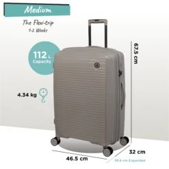 IT Luggage Spontaneous - Medium Plus (Feather Grey) 25 IT Luggage Spontaneous - Medium Plus (Feather Grey) -Travel Storage Spontaneous Med Feather dims weights