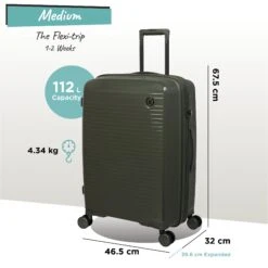 IT Luggage Spontaneous - Medium Plus (Olive Night) -Travel Storage Spontaneous Med olive dims weights