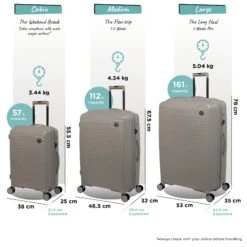 IT Luggage Spontaneous - 3pc Set (Feather Grey) -Travel Storage Spontaneous Set Feather dims weights