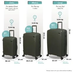 IT Luggage Spontaneous - 3pc Set (Olive Night) -Travel Storage Spontaneous Set olive dims weights