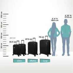 IT Luggage Spontaneous - Large (Black) -Travel Storage Spontaneous full set Blk Relative Size