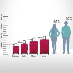 IT Luggage Trinary - 4pc Set (Viva Magenta) 29 IT Luggage Trinary - 4pc Set (Viva Magenta) -Travel Storage Trinary Relative Size Viva Magenta