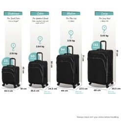 IT Luggage Trinary - Cabin (Black) -Travel Storage Trinary set black dims weights 7c3a7fe8 13dd 4ec1 b334 32385358ddea