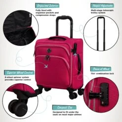 IT Luggage Trinary - Underseat (Viva Magenta) 16 IT Luggage Trinary - Underseat (Viva Magenta) -Travel Storage Website Infographic Trinary underseat Magenta